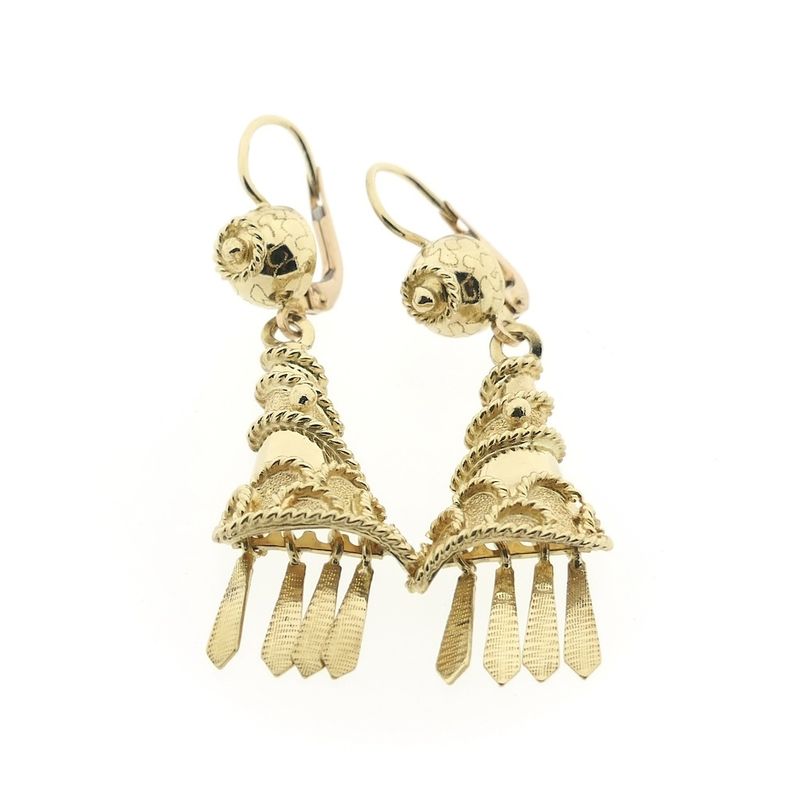 Image 6 of Oriental gold earrings with filigree strand