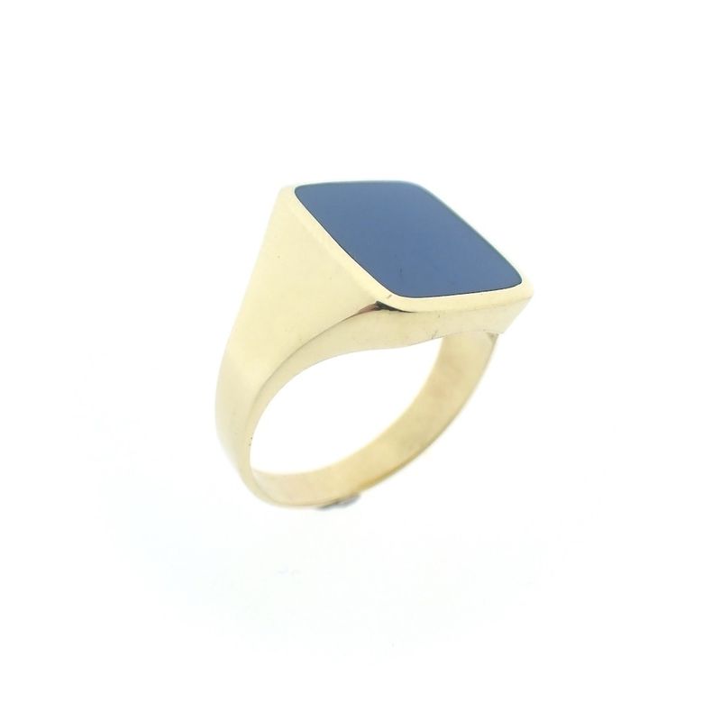Image 1 of Gold signet ring with blue layered stone