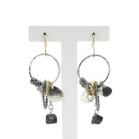 Silver earrings with a mix of pendants