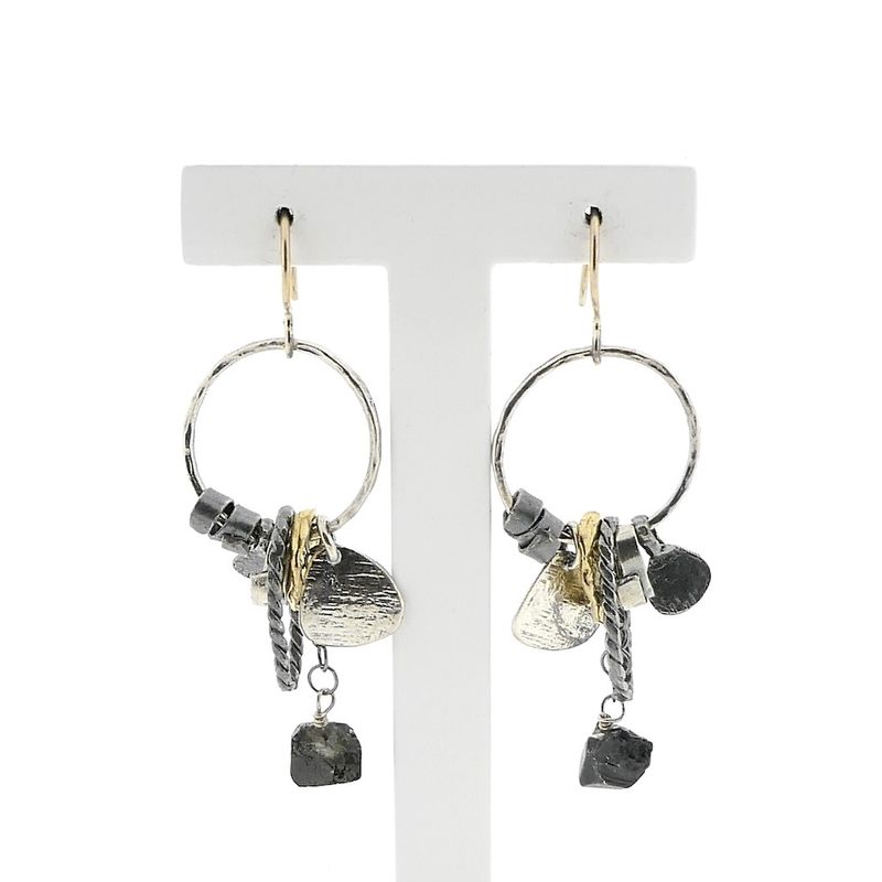 Image 1 of Silver earrings with a mix of pendants