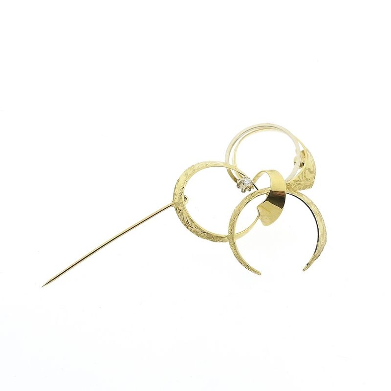 Image 9 of Two-tone gold brooch with diamond | 0.04 ct.