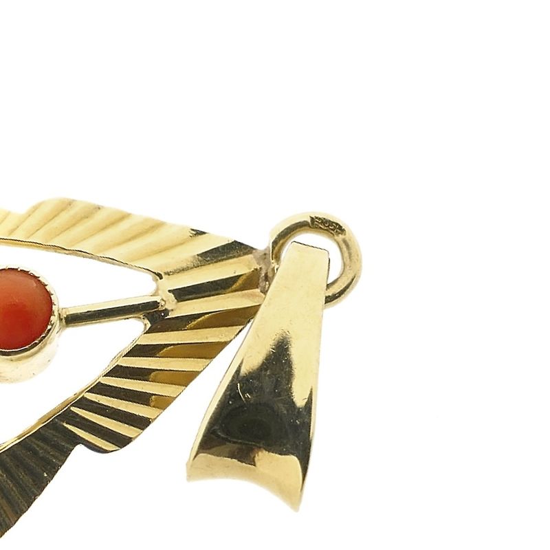 Image 8 of Vintage gold pendant with red coral.