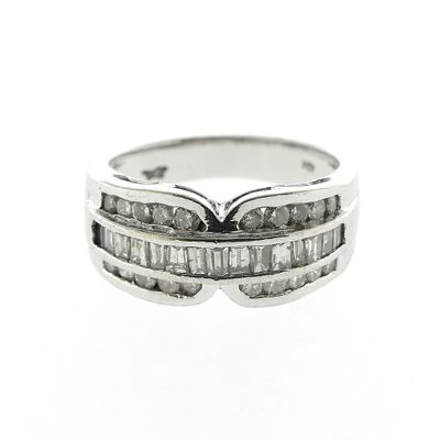 Image 2 of White gold ring with a cluster of diamonds; 0.70 ct.