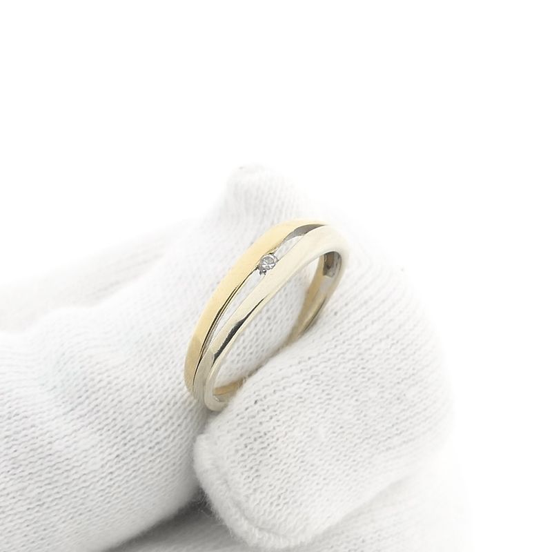 Image 9 of Two-tone gold ring with zirconia
