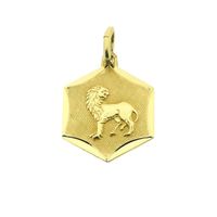 Golden Leo zodiac sign pendant.