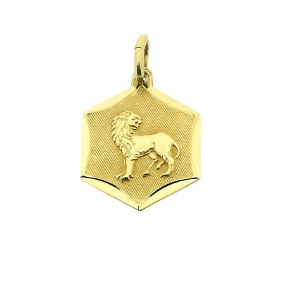 Image 1 of Golden Leo zodiac sign pendant.