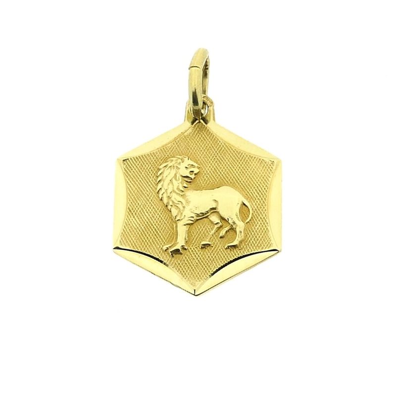 Image 1 of Golden Leo zodiac sign pendant.