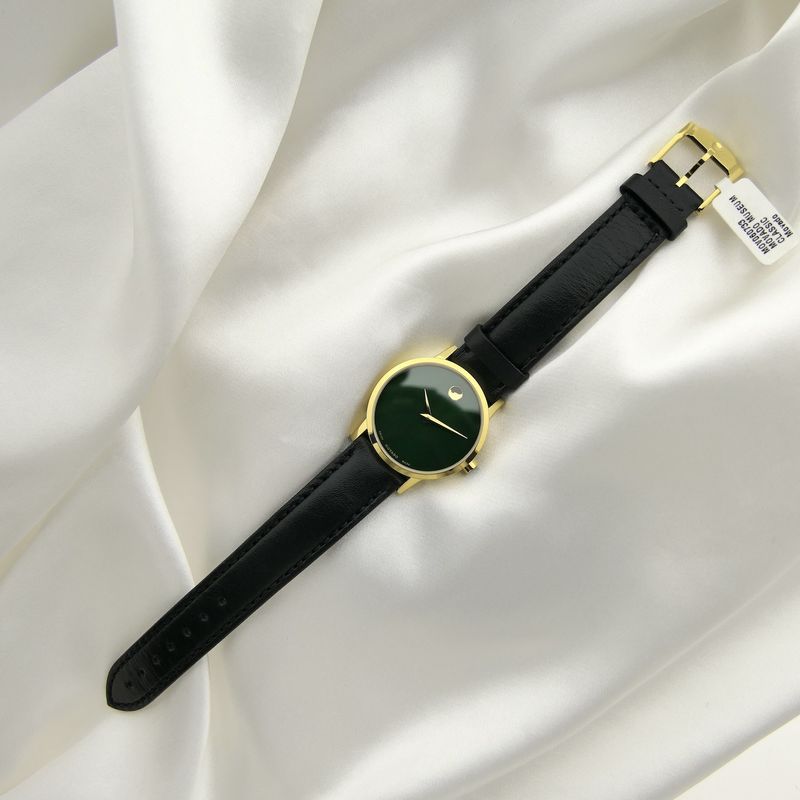 Image 10 of Movado Museum Classic; Gold-plated women's watch with green 'Mother of Pearl' dial; 0607633