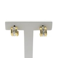 Gold half-round Alliance stud earrings with zirconia
