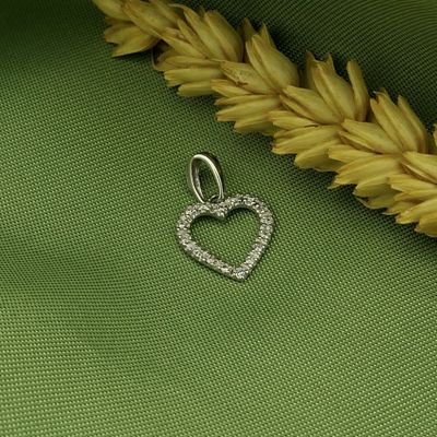 Image 2 of 18-karat white gold heart pendant with 0.08 ct diamond