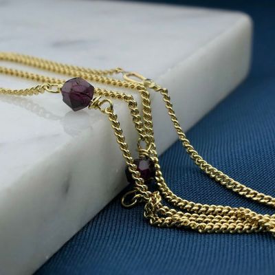Image 2 of Gold gourmet link chain with garnet