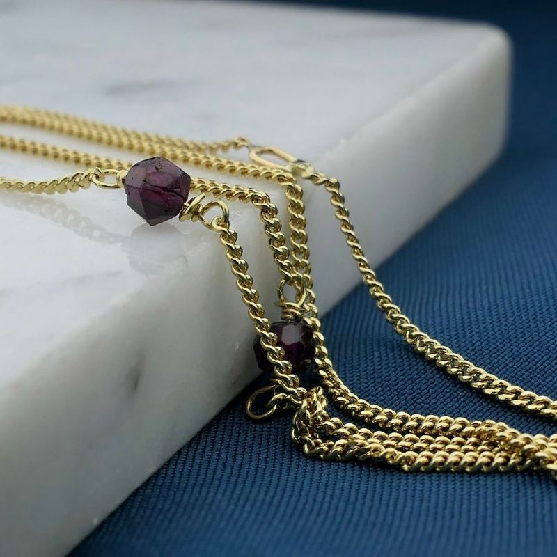 Image 2 of Gold gourmet link chain with garnet