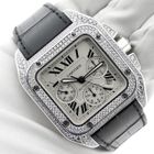 Image 21 of Cartier Santos 100 XL Chronograph 'Factory-Set' Diamonds 2891; 18k white gold watch with diamonds