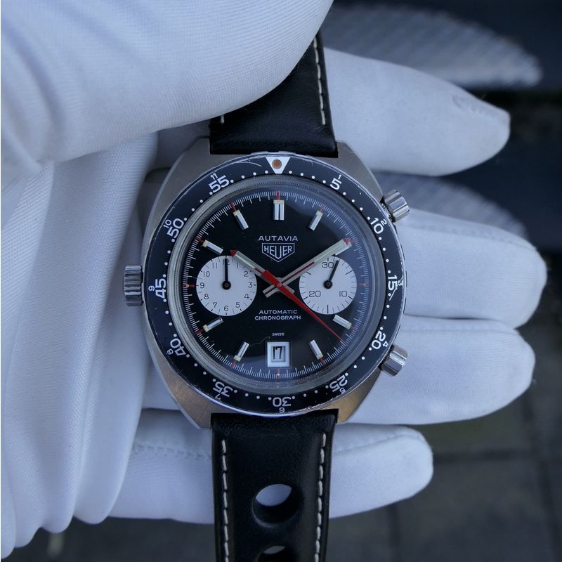 Image 22 of Heuer Autavia 1163; Vintage chronograph men's watch