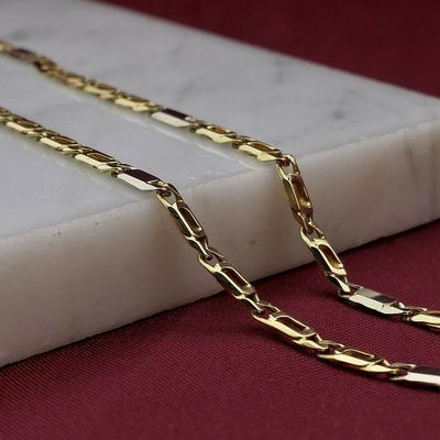 Image 2 of Two-tone gold navy link necklace | 51.5 cm