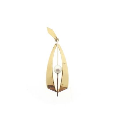 Image 1 of Two-tone gold pendant with pearl