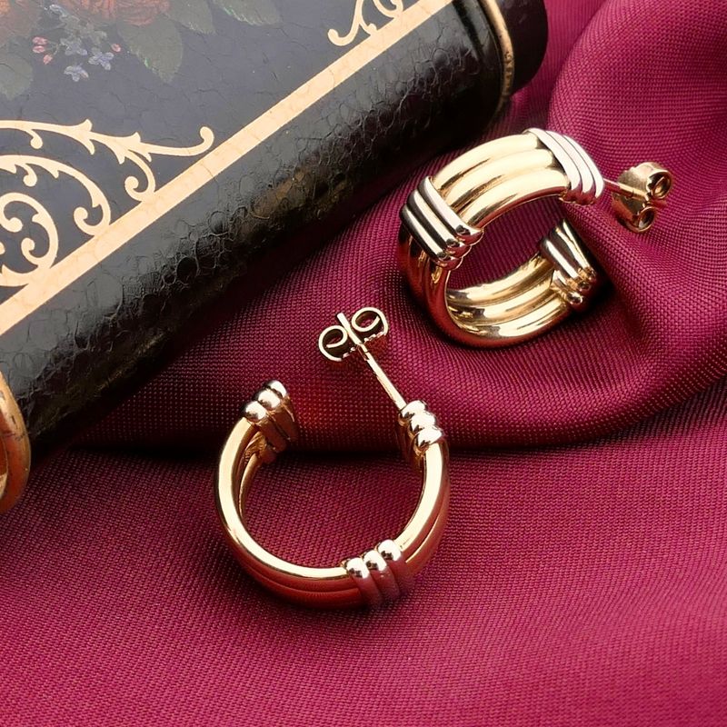 Image 2 of Two-tone gold earrings; Ø 19.7 mm