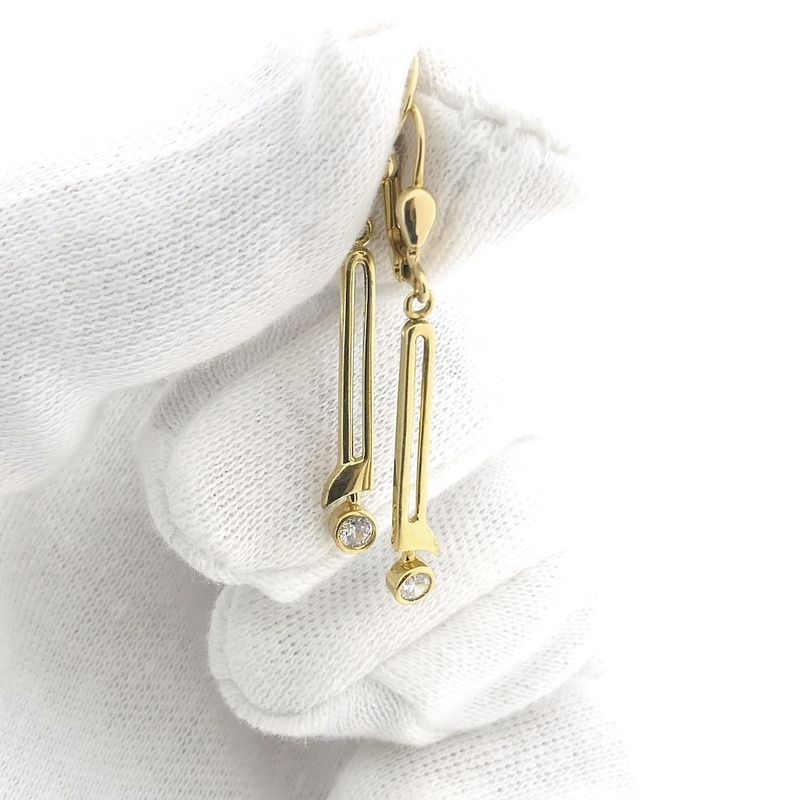 Image 10 of Gold long earrings with zirconia