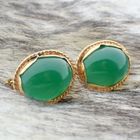 Image 6 of Gold earrings with nephrite/jade | Vintage