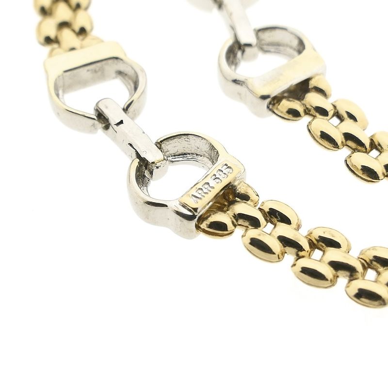 Image 4 of Bicolor gold Bismarck link necklace with fixed pendant