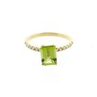 Image 2 of Gold Ring with Peridot and Diamonds; 0.12 ct.