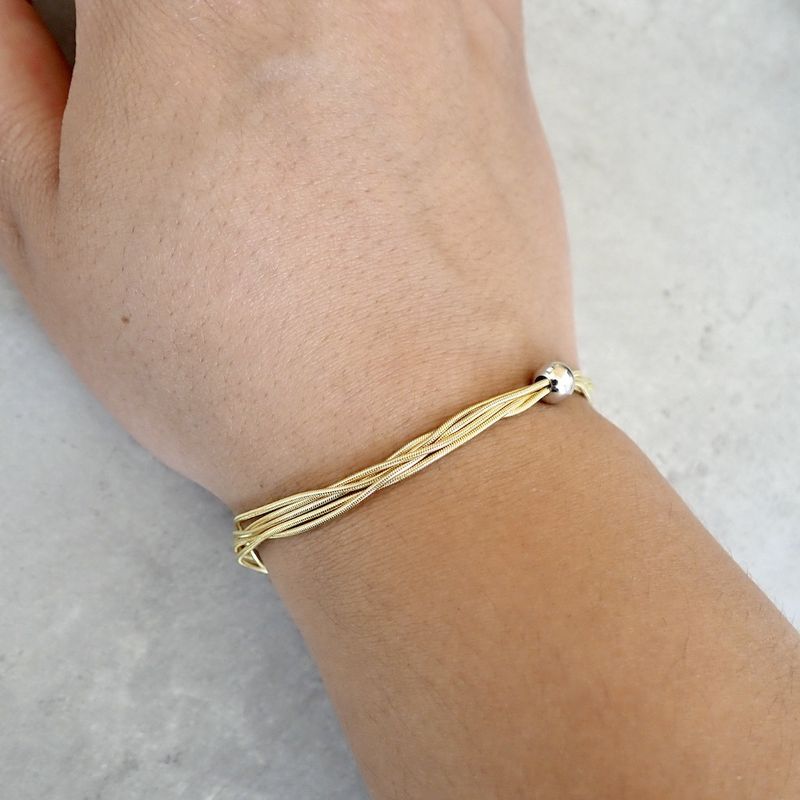 Image 2 of Two-tone gold snake link bracelet; Cetas