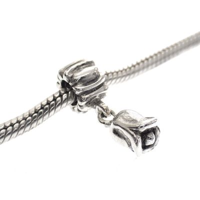 Pandora charm; Silver; Hanging Rose Image 2 of Pandora charm; Silver; Hanging Rose