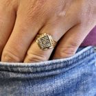 Image 10 of Two-tone gold signet ring with 0.09 ct diamond.