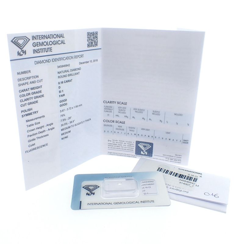 Image 3 of 0.16 ct. Brilliant cut diamond D/ SI1 + IGI Certificate - Natural diamond