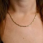 Afbeelding 9 van Bicolor gouden vierkante koningsschakel ketting | 45,5 cm