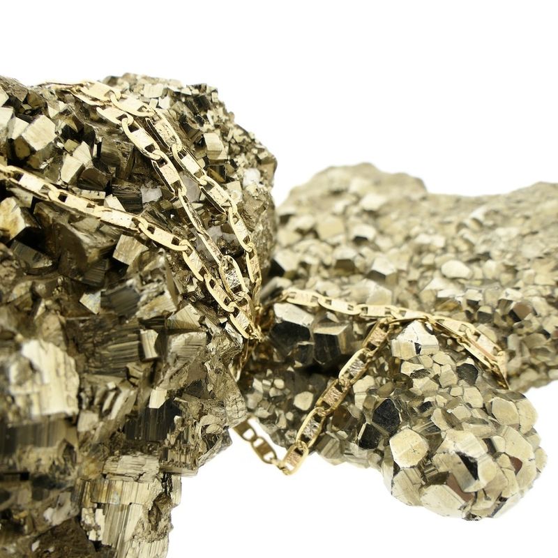 Image 2 of Tricolor gold navy link necklace | 51 cm