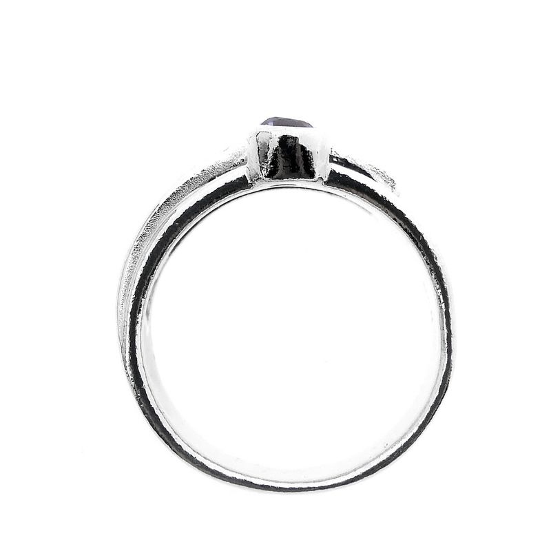 Image 4 of Silver wide ring with purple zirconia