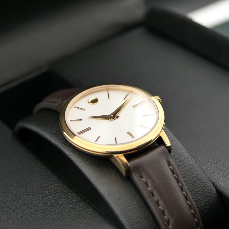 Image 10 of Movado Ulta Slim; Gold-plated women's watch with white dial; 0607096