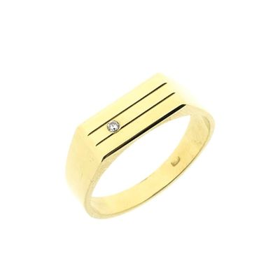 Image 1 of Gold signet ring with zirconia