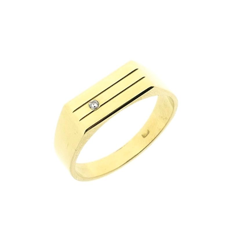 Image 1 of Gold signet ring with zirconia