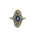 Image 5 of 8-karat Art Deco ring with sapphire and diamonds | Approx. 0.34 ct.