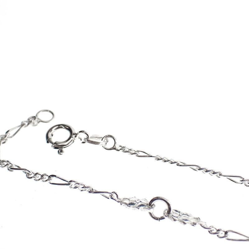 Image 8 of Silver Figaro link bracelet with four-leaf clover charms