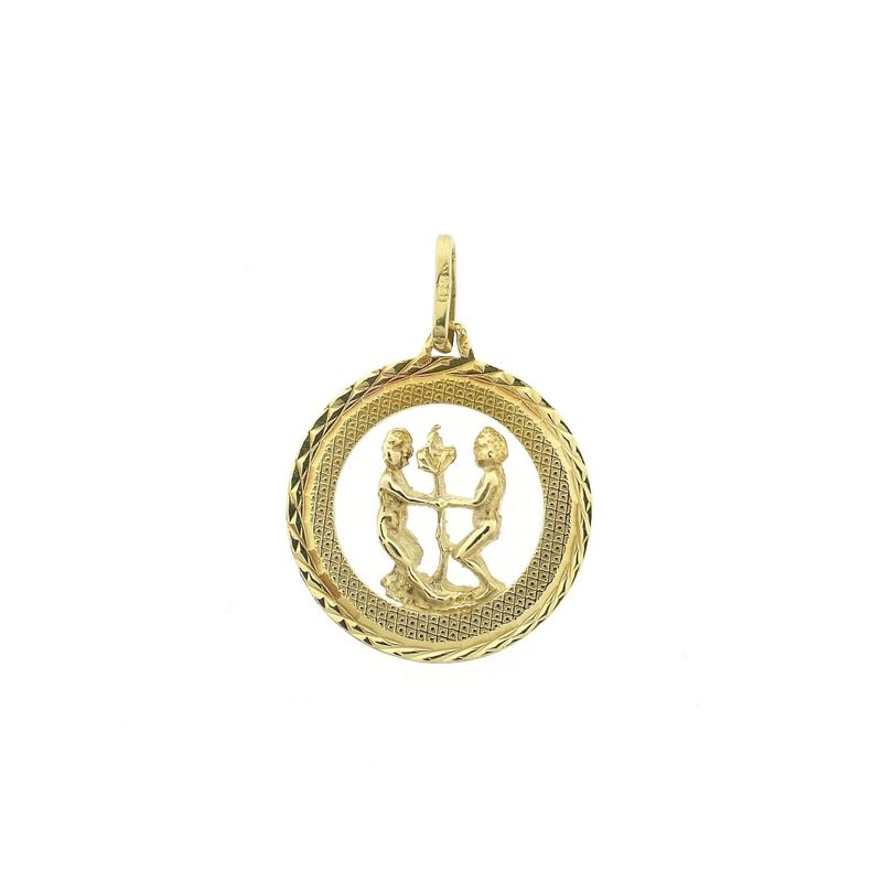 Image 1 of Gold zodiac sign pendant; Gemini
