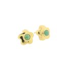 Image 7 of 18 ct. Gold floral stud earrings with jade