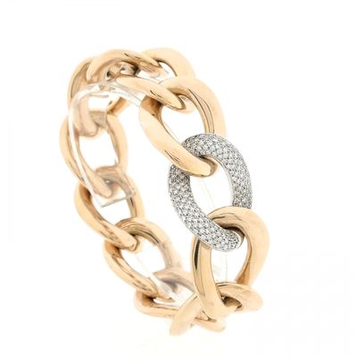 Image 1 of Rose gold gourmet link bracelet with diamonds; 0.72 ct.