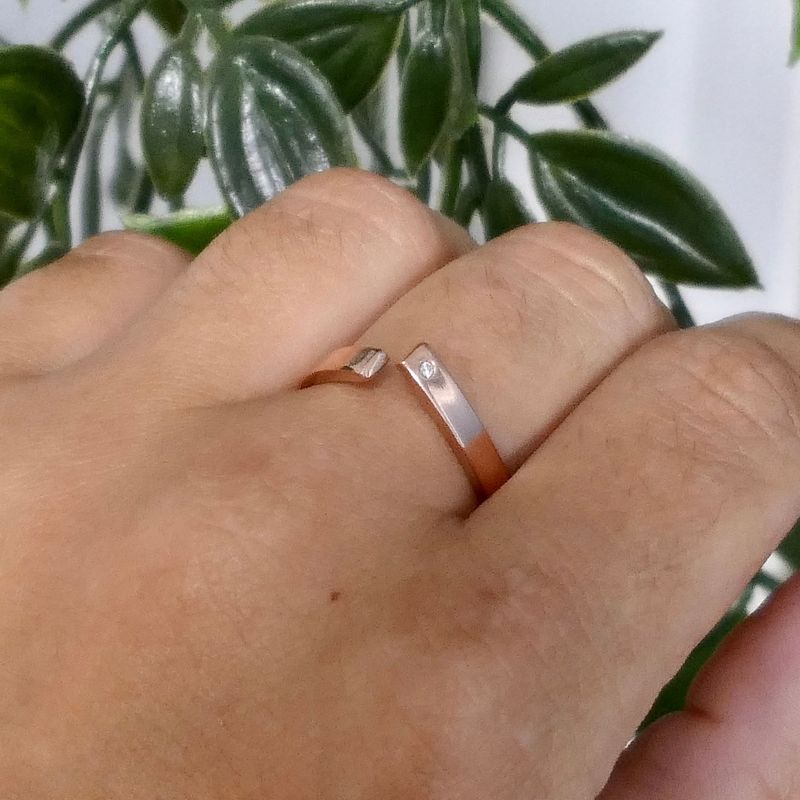 Afbeelding 11 van Jeunesse roségouden ring met diamant; 0,01 ct.