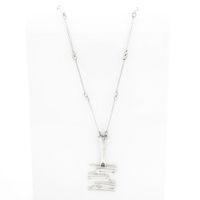 Zilveren staafjes schakelketting met vaste hanger | 72 cm 