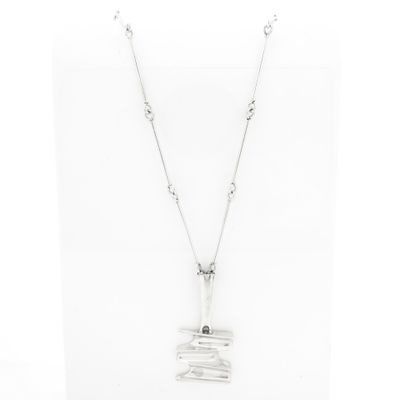 Afbeelding 1 van Zilveren staafjes schakelketting met vaste hanger | 72 cm 