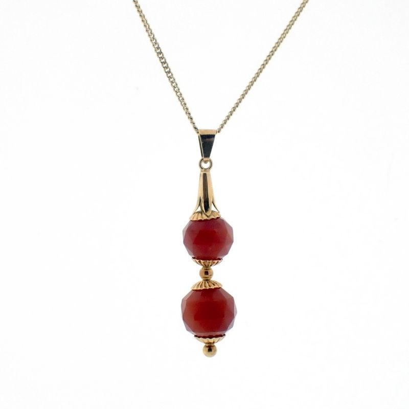 Image 5 of Vintage gold pendant with carnelian stones