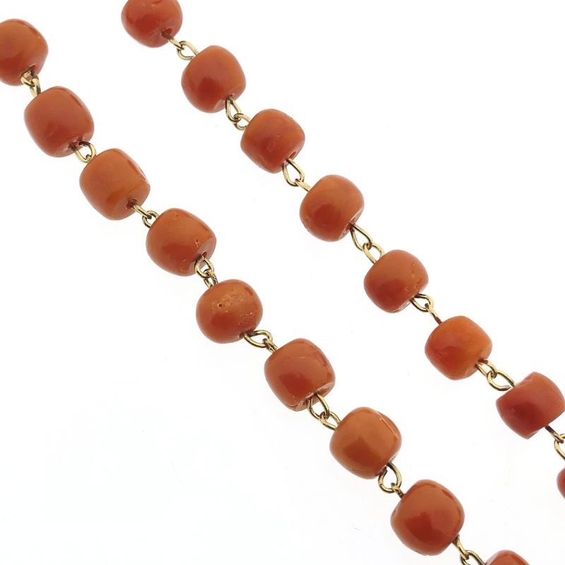 Image 3 of Red coral bead necklace with gold clasp