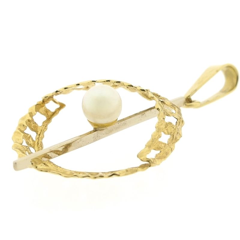 Image 4 of Two-tone gold pendant with pearl