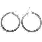 Image 3 of Silver flat earrings with pattern | Ø 36 mm