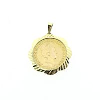 Gold pendant of a 10-guilder coin; Queen Wilhelmina 1913
