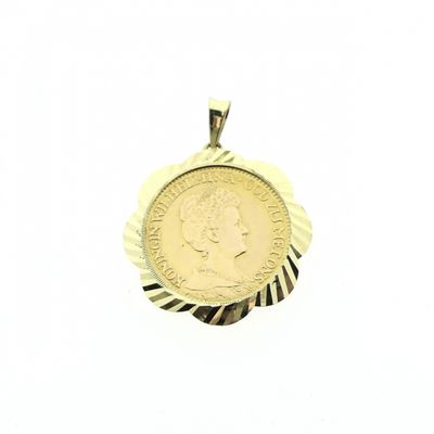 Image 1 of Gold pendant of a 10-guilder coin; Queen Wilhelmina 1913
