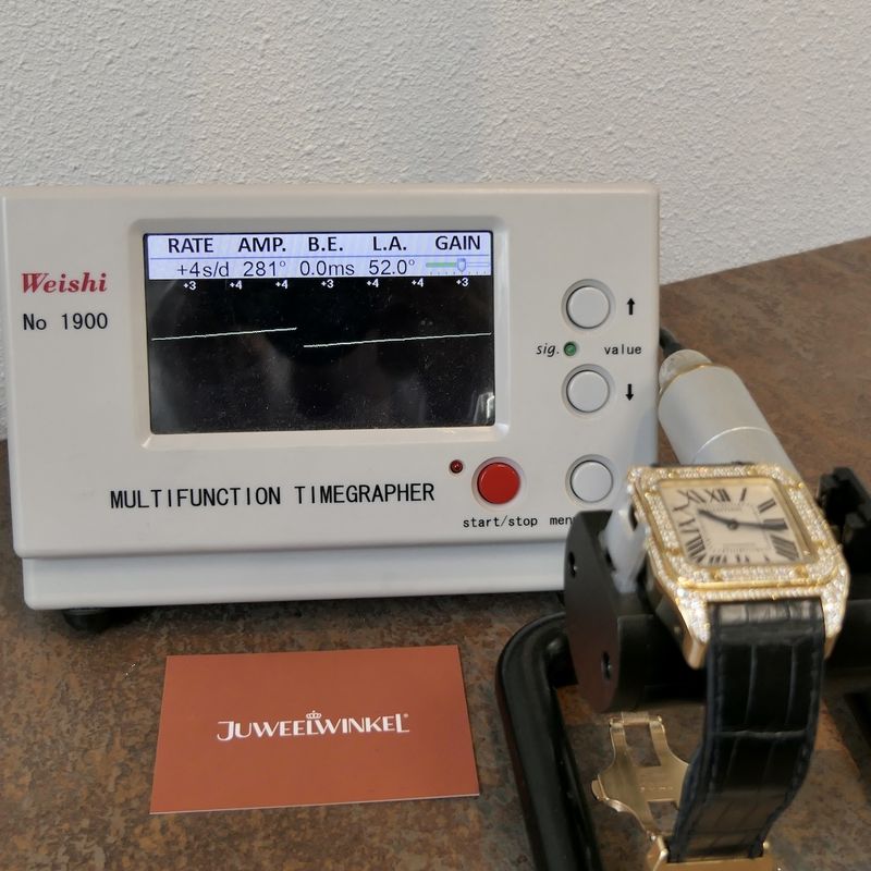 Image 22 of Cartier Santos 100 XL Automatic 2732 - W20071Y1; 18k gold watch with diamond setting